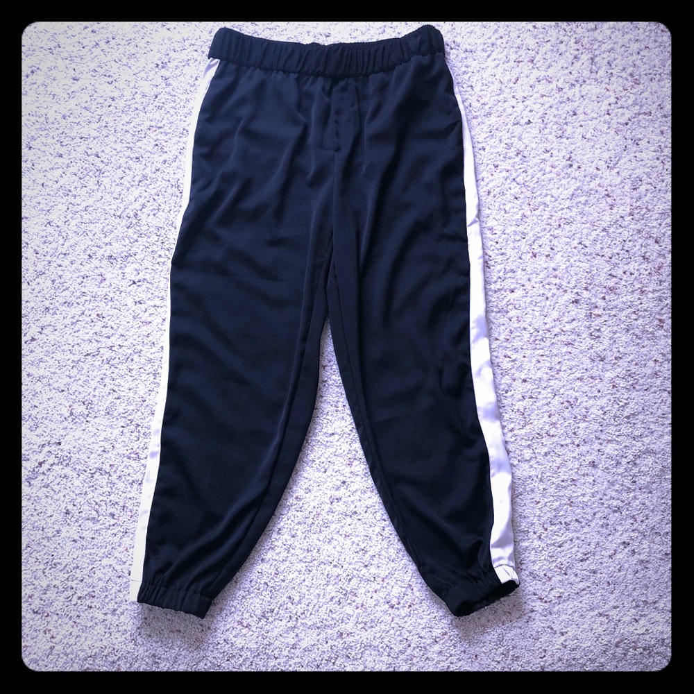 Satin Joggers With White Side Stripe